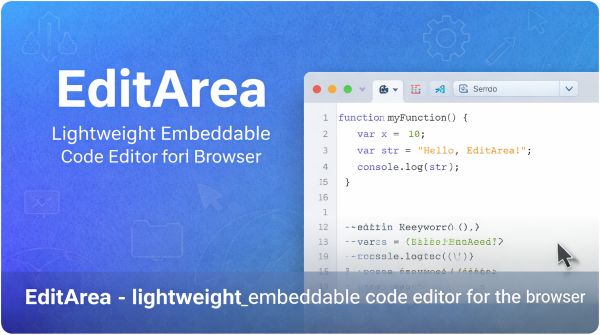 EditArea lightweight embeddable code editor banner
